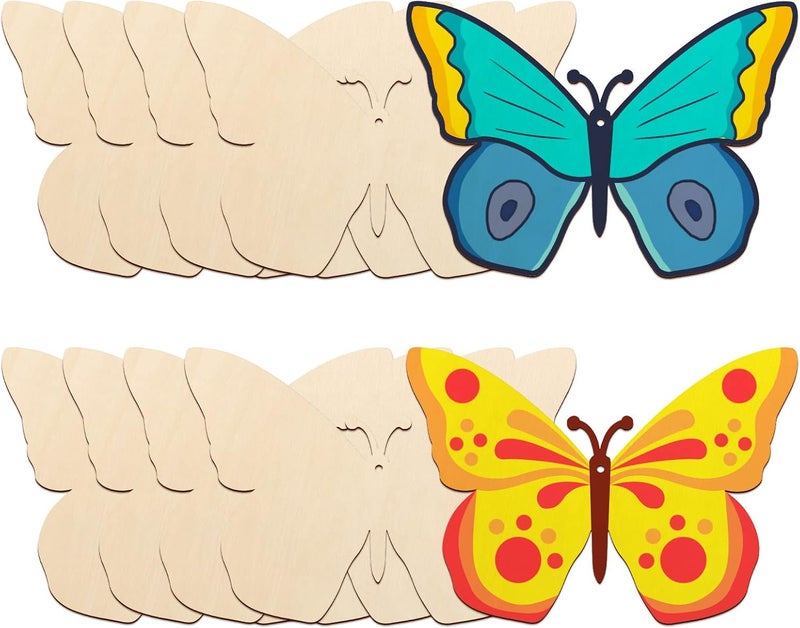 Sophena Large Size 7" Wooden Spring Ornaments to Paint, Butterfly Wooden DIY Blank Unfinished Round Wood Discs Ornament for Crafts Hanging Decorations(10PCS) - Image 1